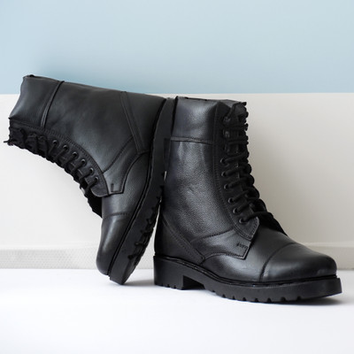 R-ME GENUINE LEATHER HIGH ANKLE BOOTS/ARMY BOOTS/RIDING BOOTS/LONG DMS BOOT Boots For Men(Black , 8)