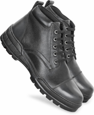 PILLAA Genuine Leather Lace-Up Ankle Boots For Men(Black , 11)