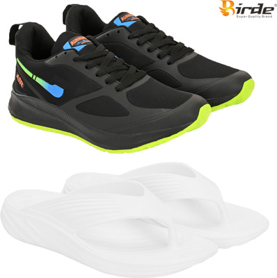 Birde New Memory Foam Combo Pack of 2 Gym, Outdoor, Running Shoes With Slippers Walking Shoes For Men(Black, White , 10)