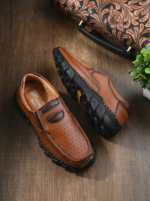Rising Wolf Lightweight Comfort Extra Soft Summer Trendy Premium Stylish Party Slip On For Men(Tan , 6)