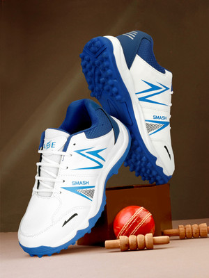 ASE Cricket Shoes for Men | Rubber Phylon Sole | Lightweight & Durable Cricket Shoes For Men(White, Blue , 9)