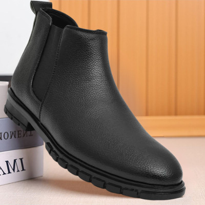 Zixer Chelsea Boots For Men Leather High Ankle Formal Chalsi Bike Riding Chukka Boots Oxford For Men(Black , 10)
