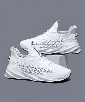 RapidBox Dynamite Lace-Up Sneakers For Men(White , 8)