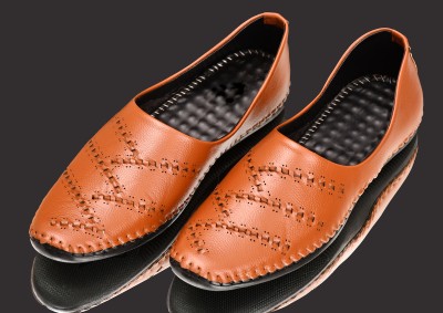 Equila GRAMA-3 Criss Cross Stitch Loafers For Men(Tan)