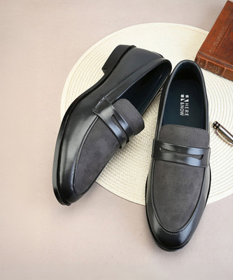 HERE&NOW Grey Suede Formal Slip Ons Loafers For Men(Grey , 7)