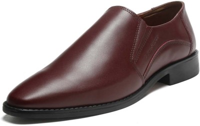 LOUIS STITCH Rosewood Leather Mocassins Shoes Formal Loafers Slipons for Men - RXSORW Slip On For Men(Maroon , 8)