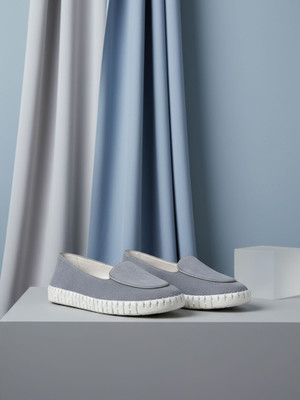 Ezok 1012 Lightweight Comfort Genuine Leather Soft Summer Trendy Premium Stylish Loafers For Women(Grey , 3)