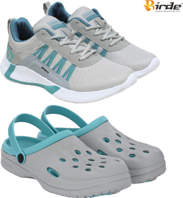 Birde Birde Stylish Combo Pack of 2 Lightweight Gym, Running Shoes With Clogs Walking Shoes For Men(Grey , 10)