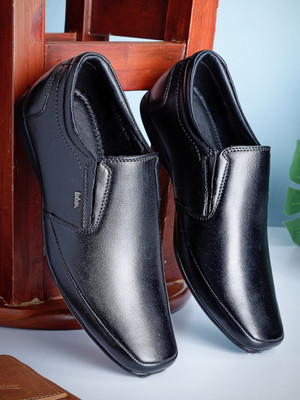 LEE COOPER Leather Lightweight Comfort Trendy Premium Office/Party Slip On For Men(Black , 9)