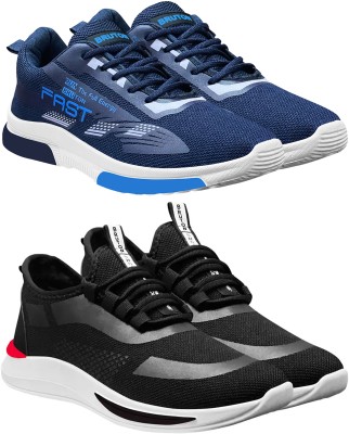 BRUTON Combo Pack of 2 Sports Shoes Running Shoes For Men Running Shoes For Men(Blue, Black , 10)