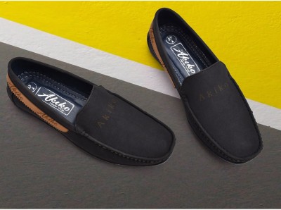 AKIKO STRIP Print Loafers For Men(Black)