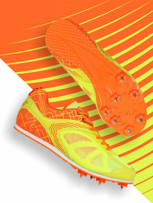VECTOR X Bolted Synthetic leather & Mesh | TPU Sole Track & Field Removable Spike Running Shoes For Men(Multicolor , 9)