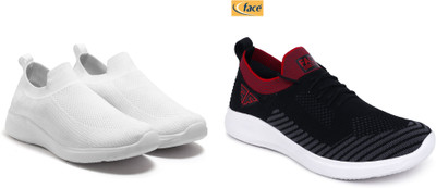 Face Stylish Sports Shoes for Men – Ideal for Running, Gym & Training Sneakers For Men(White, Black , 6)