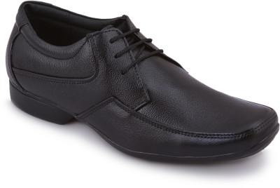 PILLAA Men's Genuine Leather Lace Up Office Formal Oxford Shoes Lace Up For Men(Black)