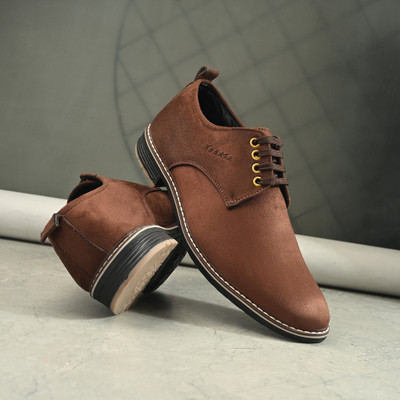 Kraasa Solid Colour Stylish Lace-Up Casual Shoes Boat Shoes For Men(Brown , 7)