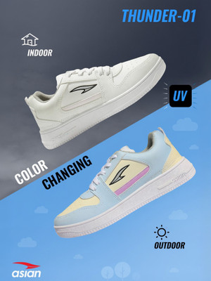 asian Thunder-01 Color Change Sneakers Stylish With Extra Comfort Sneakers For Men(White, Yellow , 11)