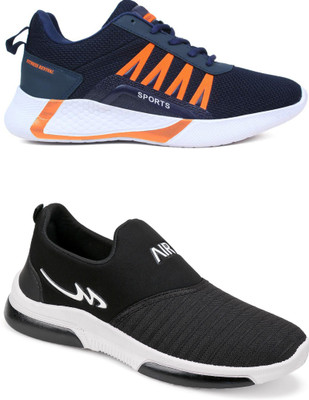 Free Kicks Combo Of 2 Shoes FK-394 & FK-Mexico Sneakers For Men(Black , 9)