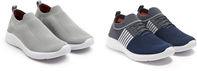 Face Sneakers For Men(Navy, Grey, White, Grey , 10)
