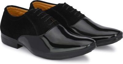 Shoe Island Patent Leather Black Oxford Lace-Ups Office Party Ethnic Wear Mens Formal Shoes Lace Up For Men(Black , 6)