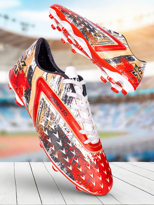 VECTOR X Crown 2.0 Imported PU Upper With TPU Sole Elegant Design Light Weight Football Shoes For Men(White, Red , 9)