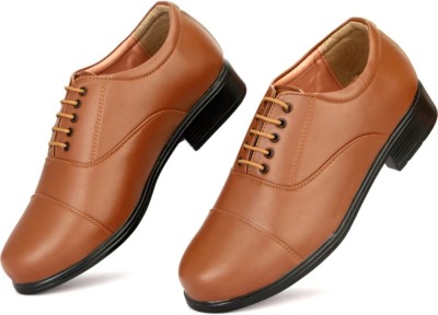 KATENIA Lightweight Faux Leather and Oxford Police Shoes Oxford For Men(Tan)