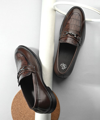 House of Pataudi House Of Pataudi Men Brown Embroidered Formal Slip On Loafers Slip On For Men(Brown , 7)