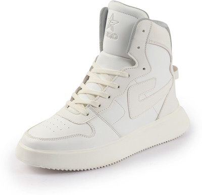 FAUSTO High Top Chunky Classic Lace Up |High Ankle |Lightweight Sneakers For Men(White , 8)