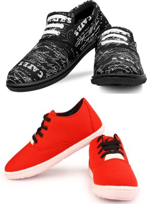 KANEGGYE Combo Casual Shoe For Men Casuals For Men(Black, Red)