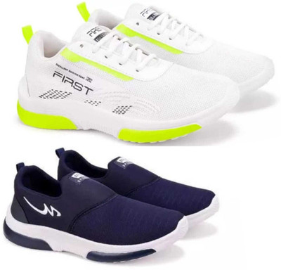 house of common Combo Pack Of 2 Sneakers For Men(White, Navy , 8)