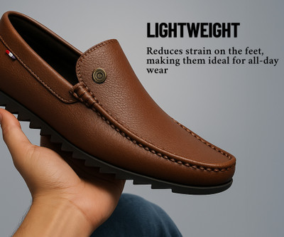 Kraasa Lightweight Stylish Casual Synthetic Leather Loafers For Men(Tan , 8)