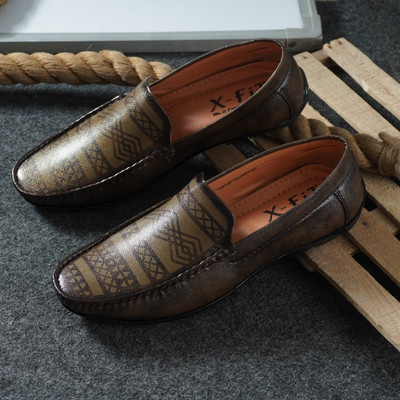 PROSMARTY New Laser Printed Partywear Loafer Shoes For Loafers For Men(Tan , 8)