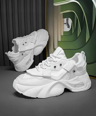 Boizok New Chunky & Fashionable Sneaker | Running Shoes with Rubber Outsole Sneakers For Men(White , 6)