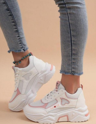 MEGPAR Megpar White New Stylish Look Comfortable Casual Shoes Womens And Girls Sneakers For Women(Pink , 8)