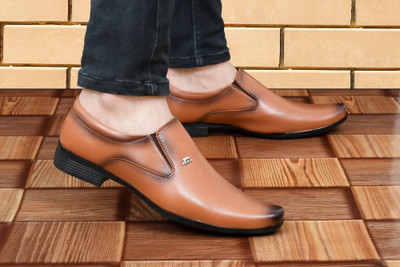 STIFRON Stylish Formal shoe for men Tan Slip On For Men(Tan , 7)
