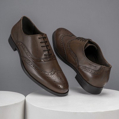 RED TAPE Formal Oxford Shoes for Men | Real Leather Shoes With Low-cut Pattern Oxford For Men(Brown)