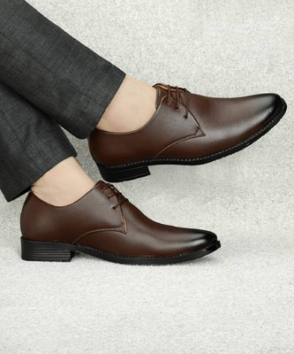 T-ROCK Stylish Partywear Look Formal Shoes Lace Up For Men(Brown , 7)