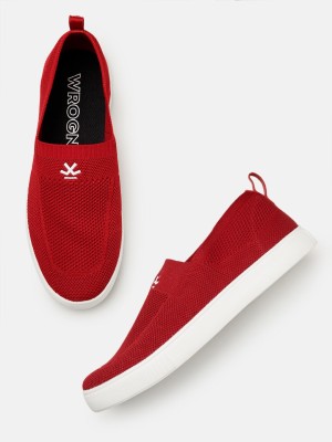 WROGN Slip On Sneakers For Men(Red)