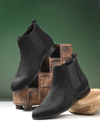 Hirel's Suede Chelsea Boots|Soft Cushioned Insole |Slip-Resistance|Shock Absorption Boots For Men(Black , 10)