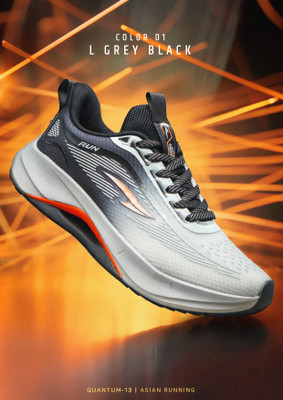 asian Quantum-13 Gym,Sports,Walking,Stylsih with Extra Comfort Running Shoes For Men(Grey, Black , 10)