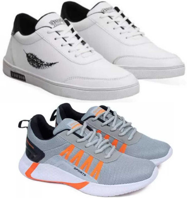 house of common Combo Pack of 2 Sneakers For Men(White, Grey , 7)