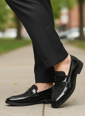 T-ROCK Stylish Official Formal Wedding Partywear Shoes Slip On For Men(Black , 8)