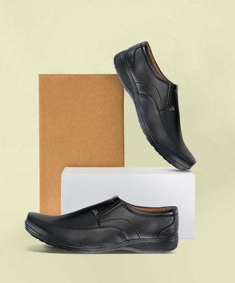 Stylelure Synthetic Leather Black Formal Shoes Slip On For Men(Black , 10)