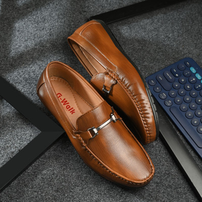GWALK Loafers For Mens Casual shoes for mens Party wear shoes for mens Loafers For Men(Tan , 9)