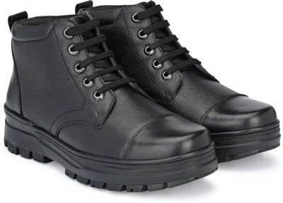 Babla Traders Genuine Leather Police Duty Boot With Light Weight Anti-Skid High Grip Sole Outdoors For Men(Black , 8)