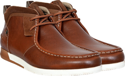 HX London Tan Leather Formal Lace-Up Chukka Boots For Men Boots For Men(Tan , 7)