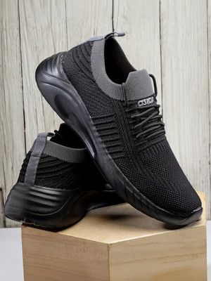 asian Casual Sneaker Shoes for Men | Soft Cushioned Insole || Storm-12 Sneakers For Men(Black , 9)