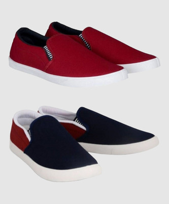 HOTSTYLE Combo Pack of 2 Sneakers For Men(Maroon, Blue , 6)