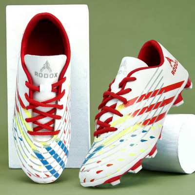 rodox Football Shoes For Men(White, Red , 8)