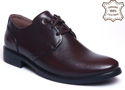 ZOOM Genuine Leather Lightweight Comfort Trendy Premium Lace-up Derby Office & Party Derby For Men(Brown , 5)