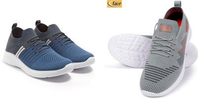 Face Stylish Sports Sneakers foR ALL | Lightweight Walking Shoes. Sneakers For Men(Grey, White, Blue , 10)